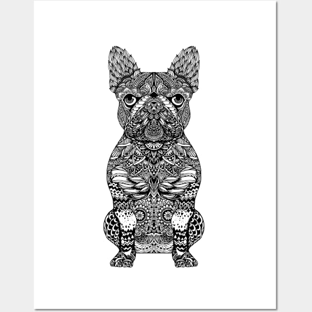 Mandala Frenchie Wall Art by huebucket